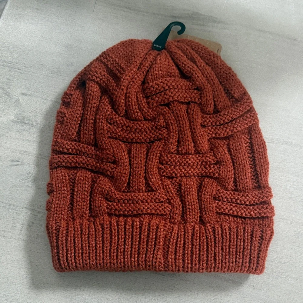 Women's Warm Knit Beanie - Brick Red - Picture 4 of 4